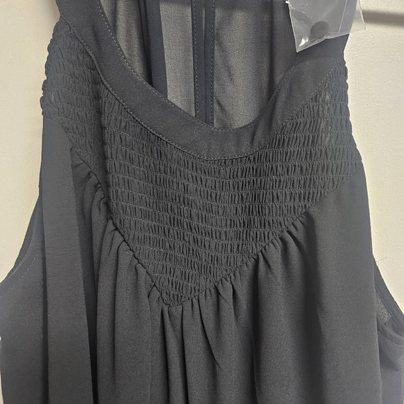 Torrid Chiffon Black Flowy Tank Blouse Keyhole Back with Button Collar - Picture 3 of 7